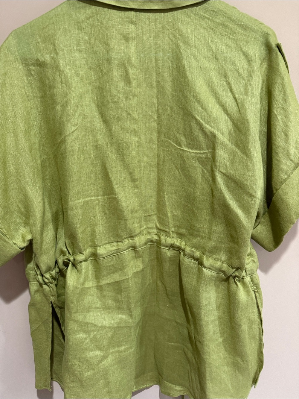 Zara Olive Green Short-Sleeve Linen Shirt Jacket - Picture 4 of 4